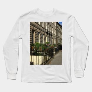 Flowers And Houses In Edinburgh Terrace Long Sleeve T-Shirt